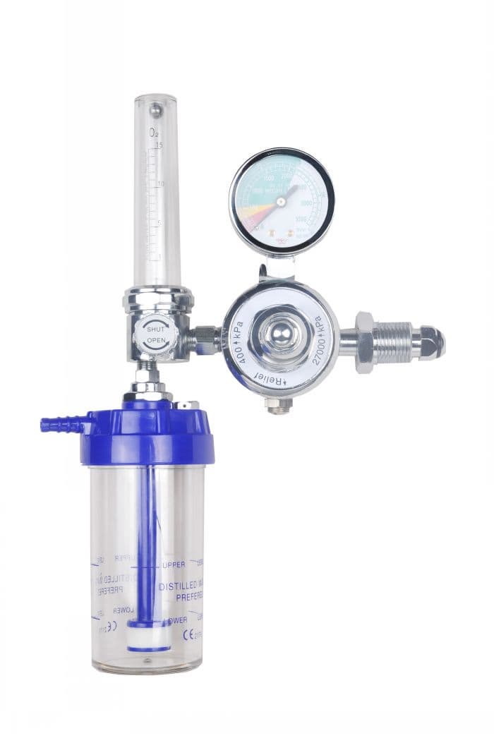 medical oxygen regulator with hospital equipment for wall